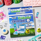 Colorful Electronic Journaling Sticker Book in protective packaging with retro computer and phone cover design
