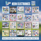 Overview of the Colorful Electronic Journaling Sticker Book showing 20 coated paper sticker sheets