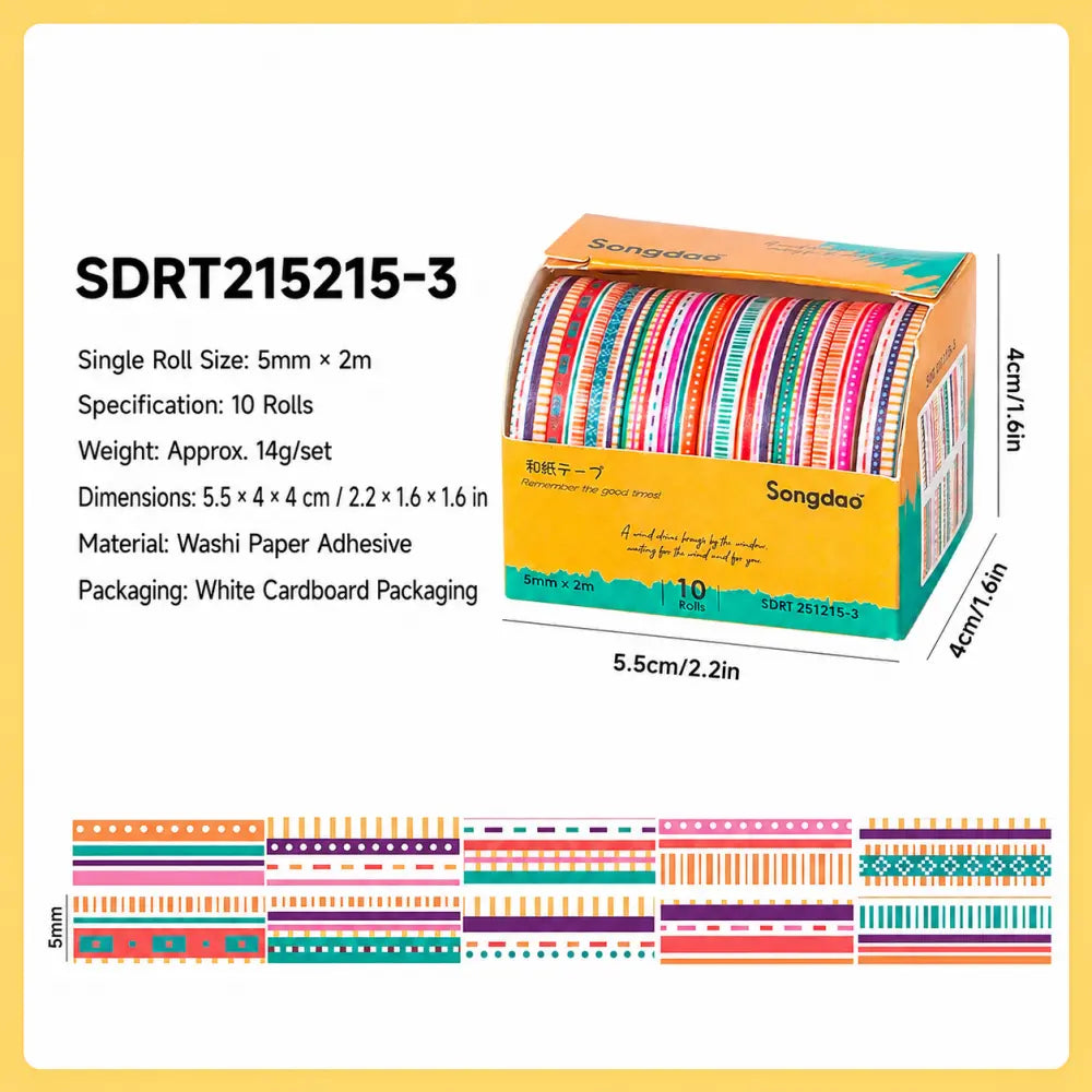 Colorful Patterns style 03 washi tape set