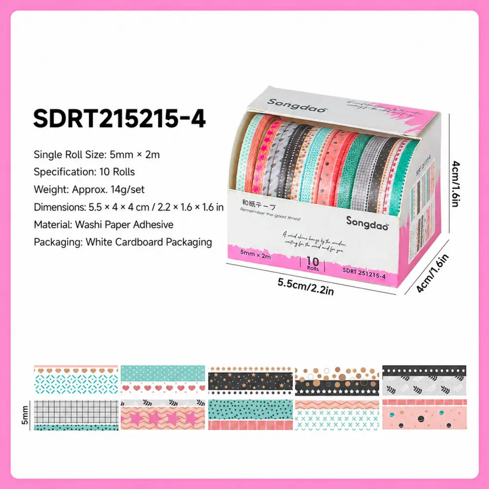 Colorful Patterns style 04 washi tape set