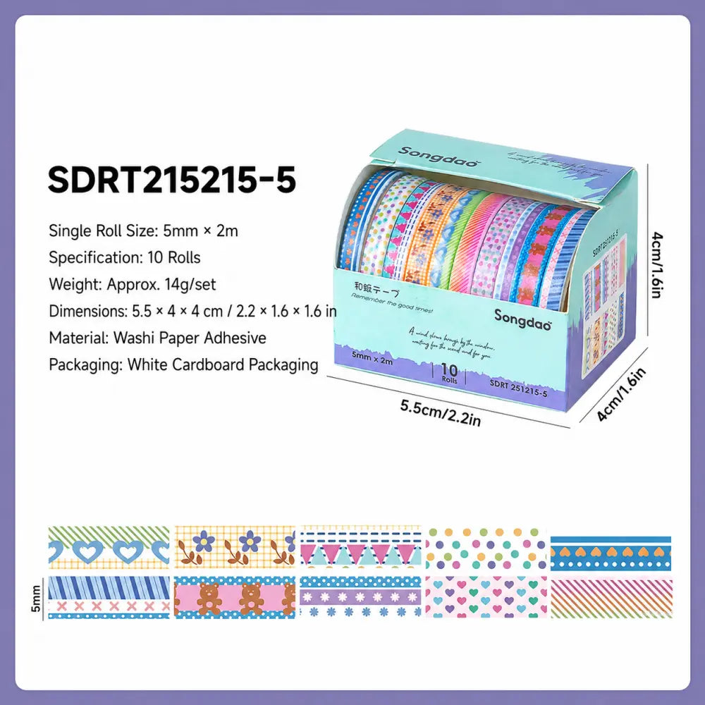 Colorful Patterns style 05 washi tape set