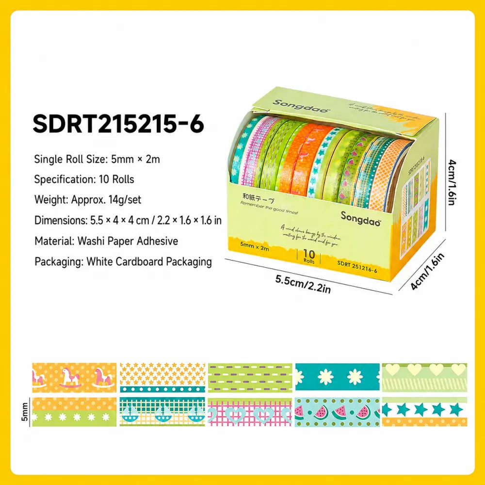 Colorful Patterns style 06 washi tape set