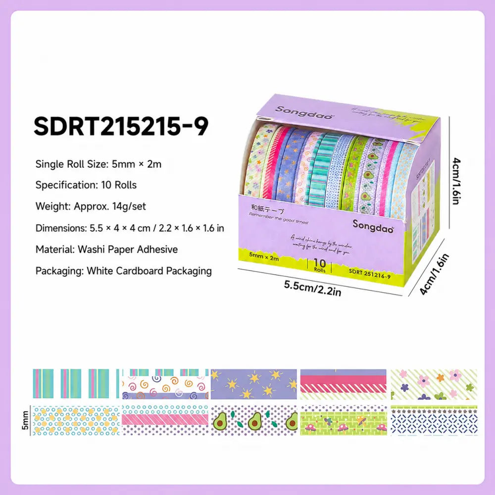 Colorful Patterns style 09 washi tape set