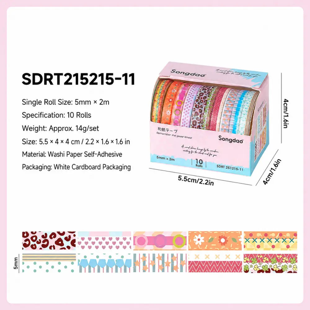 Colorful Patterns style 11 washi tape set