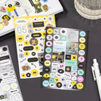 Cool Breeze Dream sticker sheets with blue stars, arrows, winter labels, and graphic elements