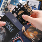 Cosmic Mystery Junk Journal Kit decorative cards with dark celestial artwork and moon-inspired accents