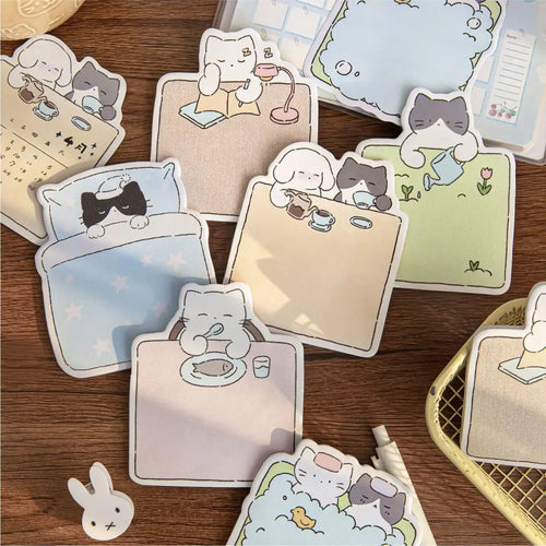 Cozy Animal sticky notes set with warm cat-themed memo pages for planners, journals, and daily reminders.