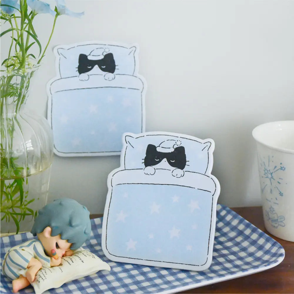 Cozy Animal sticky notes detail with illustrated cat memo pages for scrapbook captions and planner notes.