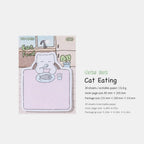 Cat Eating Cozy Animal sticky notes with illustrated cat page for scrapbook captions.