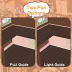 Cozy attic scene sticker kit with full guide and light guide options for different placement difficulty levels