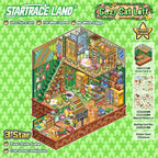 Cozy Cat Loft pixel-style scene sticker kit with a green cat loft room, furniture details, scene card, and sticker sheets
