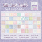 Milk Candy Motifs Cozy Childhood Dreams sticky notes with pastel grid design for planner notes.
