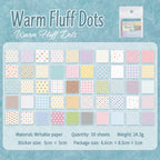 Warm Fluff Dots Cozy Childhood Dreams sticky notes with soft dotted grid for journals and planners.