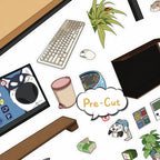 Close-up of pre-cut sticker pieces from the Cozy Moments in the TimeBox 3D scene sticker kit
