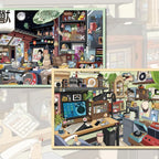 Cozy Moments in the TimeBox and Moonlit Hundred-Ghost Curio Town 3D scene sticker kit set showing both finished scene styles
