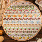 Crochet-inspired border journaling stickers displayed together in a decorative hoop layout
