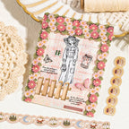 Journaling card decorated with floral crochet-look border stickers