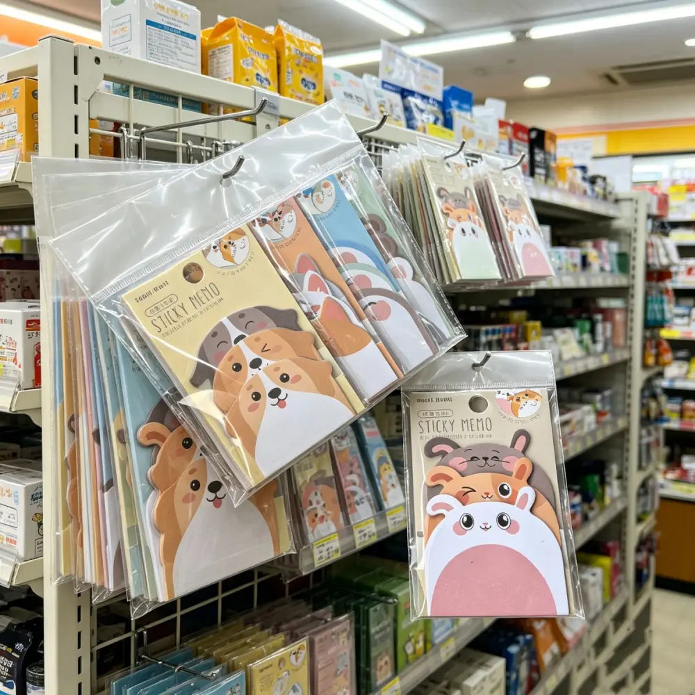 Cute Animal sticky notes detail with soft illustrated memo pages for creative planners and study notes.