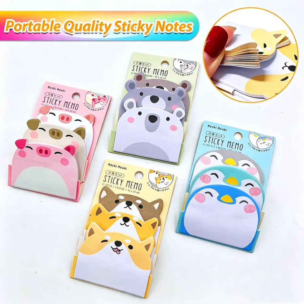 Cute Animal sticky notes page detail showing cute character layouts for journals and scrapbook labels.