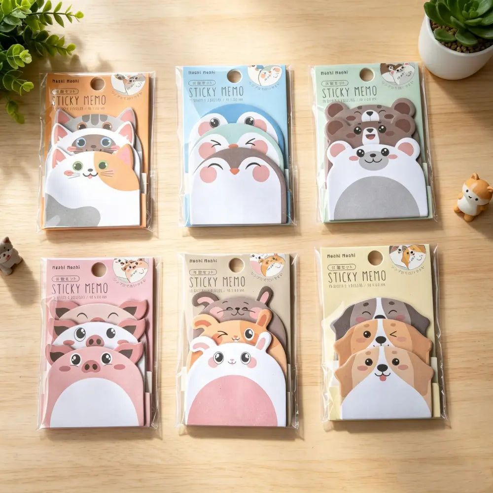 Cute Animal sticky notes Style 01 six-book animal note set for planners, journals, and scrapbook pages.