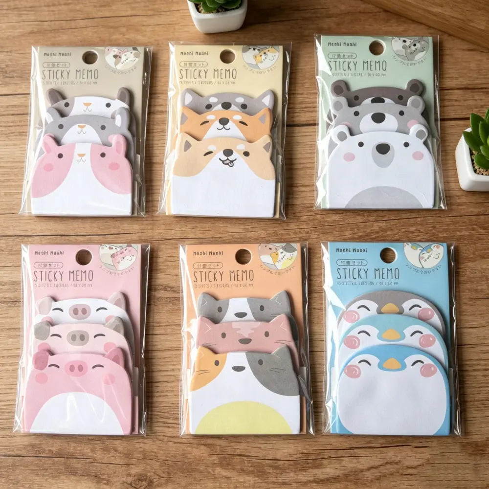 Cute Animal sticky notes Style 02 six-book animal note set for creative notes and journal layouts.