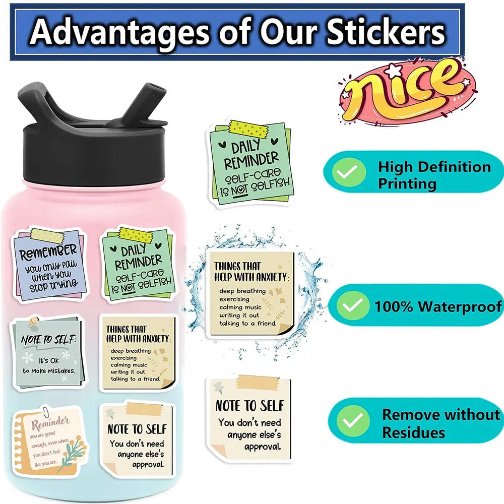 Daily Reminder Quotes sticky notes close-up of decorative quote pieces for scrapbook captions and planner highlights.