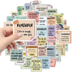 Daily Reminder Quotes sticky notes sheet detail with readable reminder phrases for study, journaling, and scrapbook layouts.