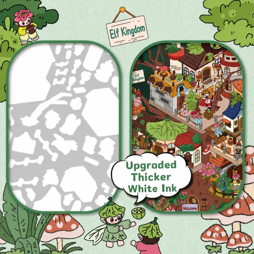 Close-up showing upgraded thicker white ink detail for Detective Mini Theater 6 scene sticker kit