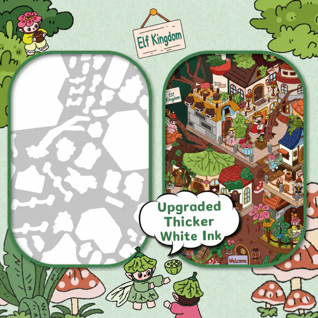 Close-up showing upgraded thicker white ink detail for Detective Mini Theater 6 scene sticker kit