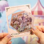 Dreamy French Garden house scene sticker placed on a decorative scene card
