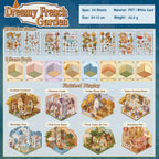 Dreamy French Garden 3D scene sticker kit overview with 16 sticker sheets and 8 scene cards