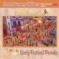 Festival Parade Tour 3D scene sticker kit with a lively festival parade street scene