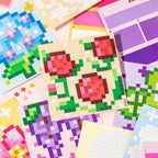 Completed pixel rose design from Flower Garden Pixel Mosaic Sticker Book