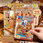 Foodie Moments Food Scene Sticker Book with food scene card, package, and miniature food stickers