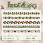 Forest Whispers crochet-look border journaling stickers with 40 washi paper pieces