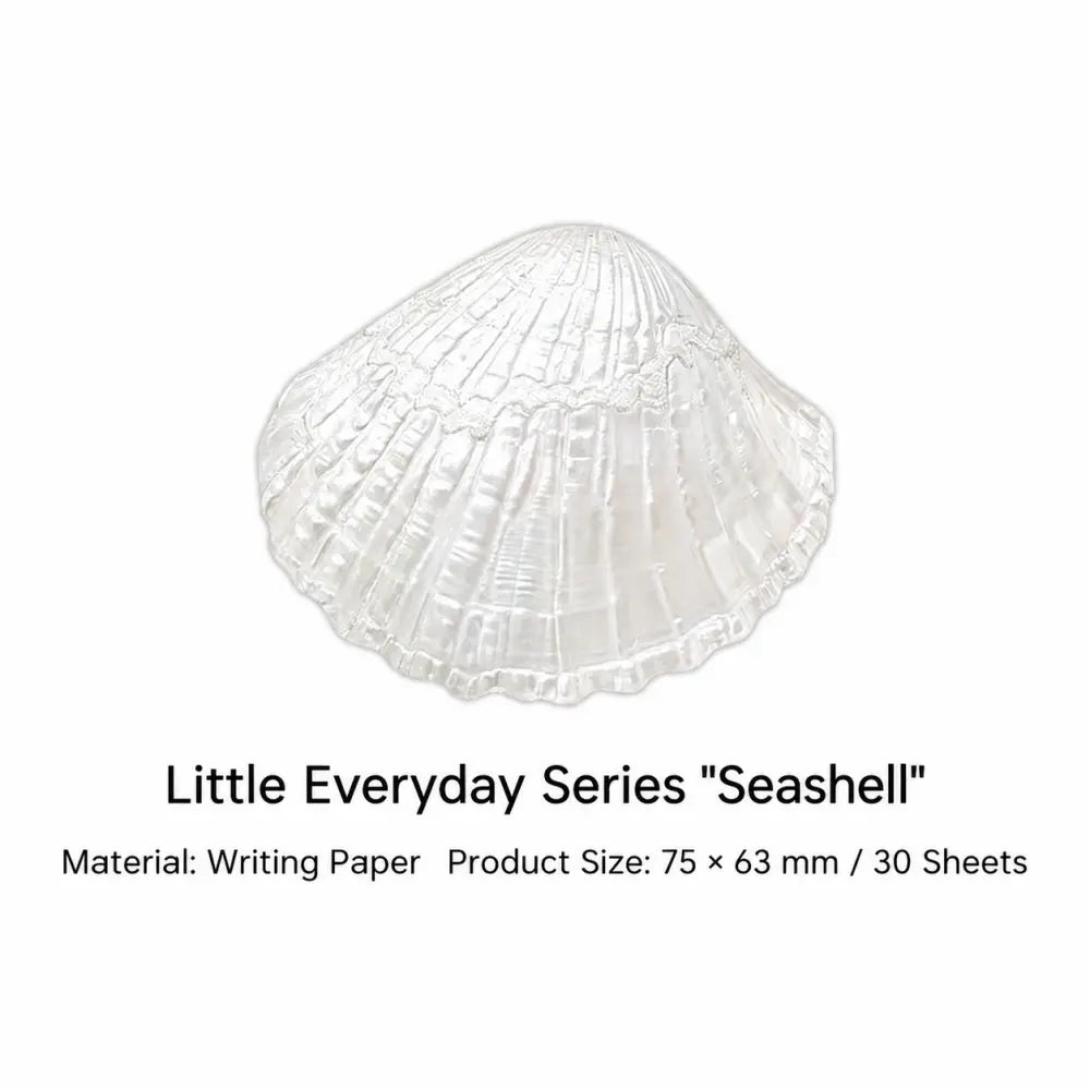 Seashell Fruit Notes sticky notes with shell-shaped page for journals and scrapbook captions.