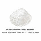 Seashell Fruit Notes sticky notes with shell-shaped page for journals and scrapbook captions.
