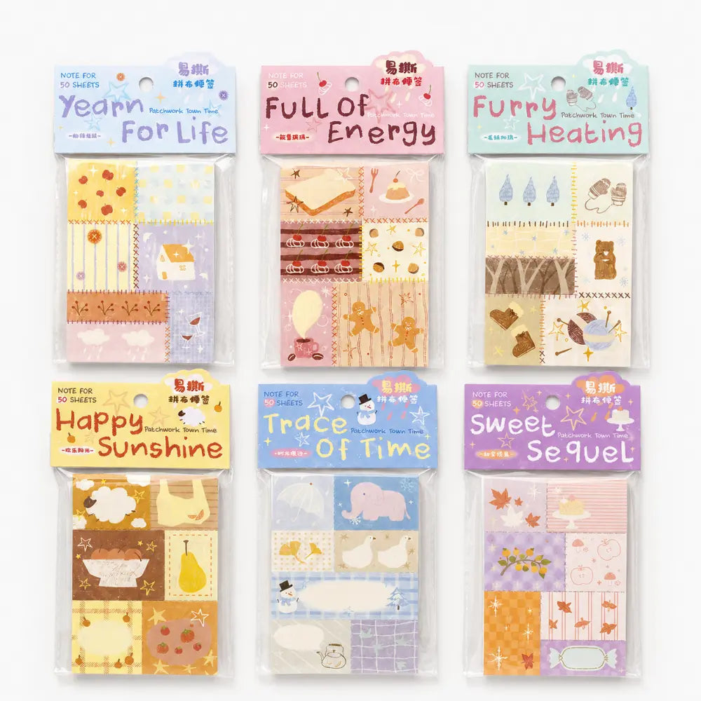 Furry Healing memo pad All 6 Styles set with cozy patchwork note pads for journals and planners.
