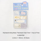 Trace of Time Furry Healing memo pad style with cool blue patchwork pages for creative notes.