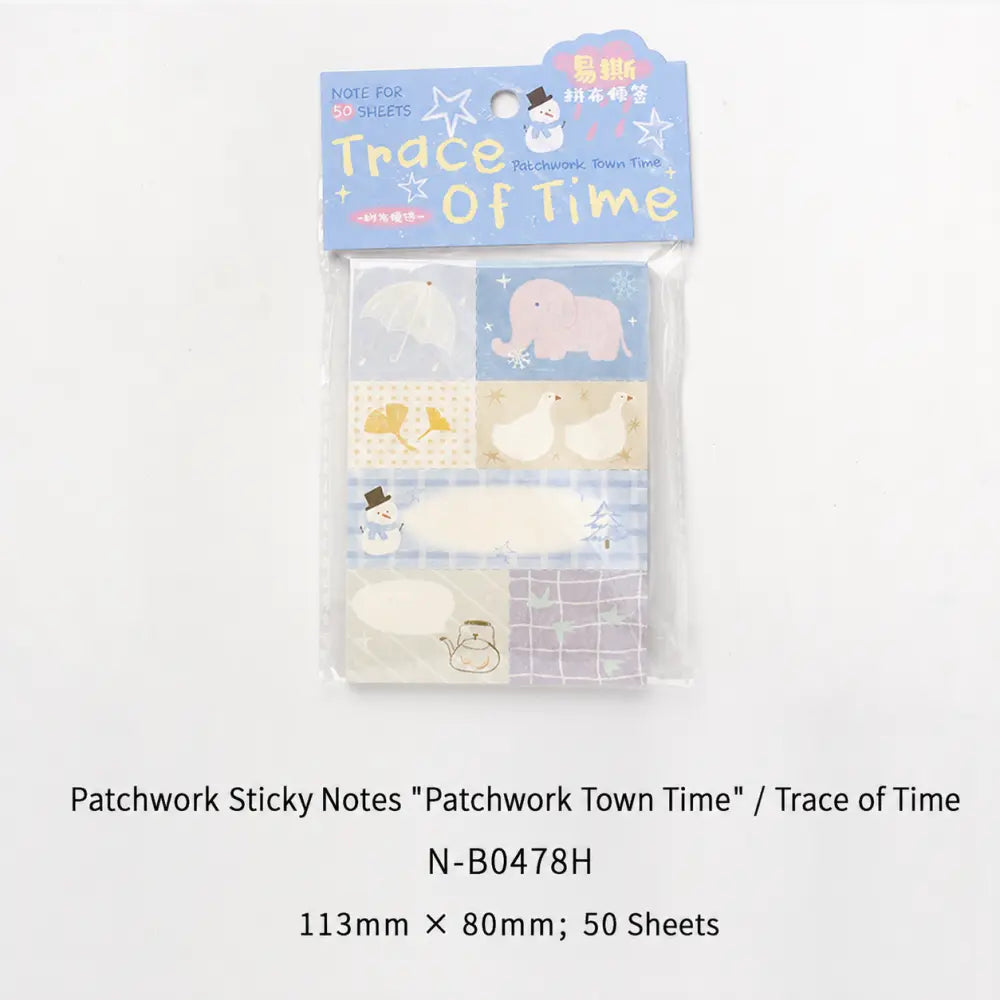Trace of Time Furry Healing memo pad style with cool blue patchwork pages for creative notes.