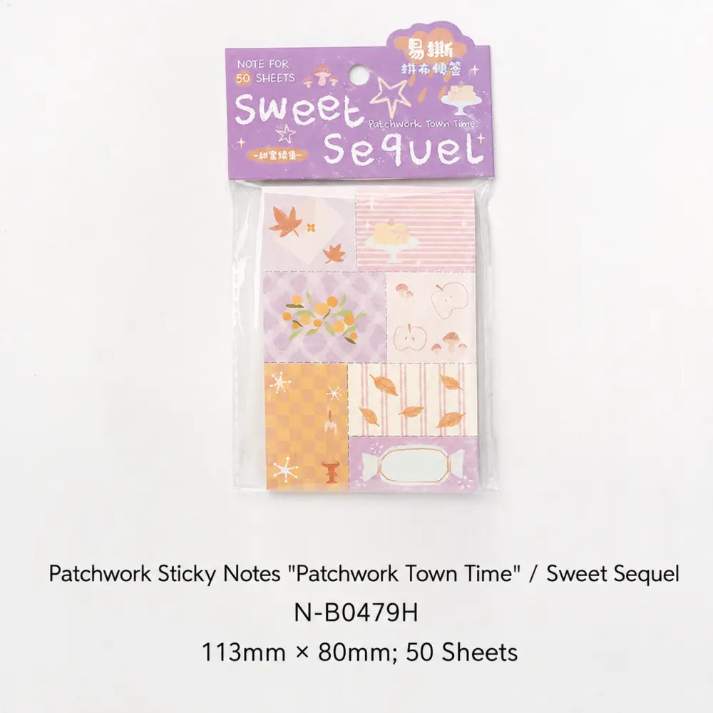 Sweet Sequel Furry Healing memo pad style with purple patchwork pages for scrapbook notes.