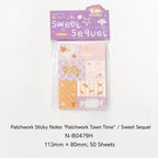 Sweet Sequel Furry Healing memo pad style with purple patchwork pages for scrapbook notes.