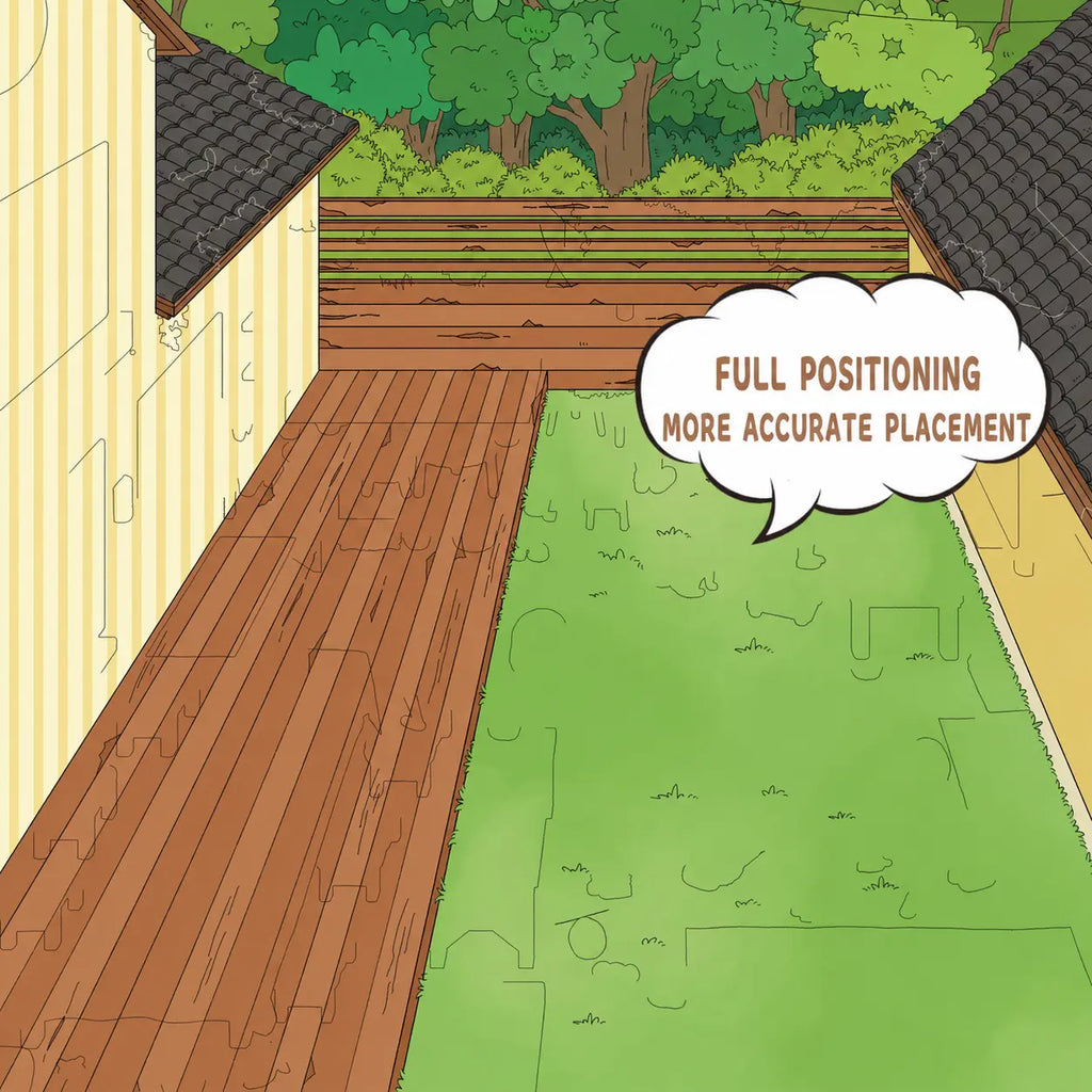 Blank courtyard scene card with printed positioning guides for accurate sticker placement