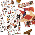 Giant Dining Table sticker placement detail with kitchen furniture, people, food, and scene card