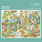Green Shade Wonderland scene sticker kit with miniature greenery scene card and glossy PET stickers