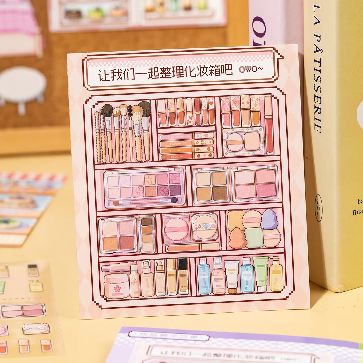 Finished makeup organizer scene card from Home Organizer 3D Scene Sticker Book