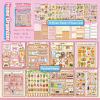 Home Organizer scene sticker book contents with 16 PET sticker sheets and 8 scene cards