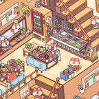 Kitchen and staircase detail from Hot Pot Restaurant 3D Scene Sticker Kit