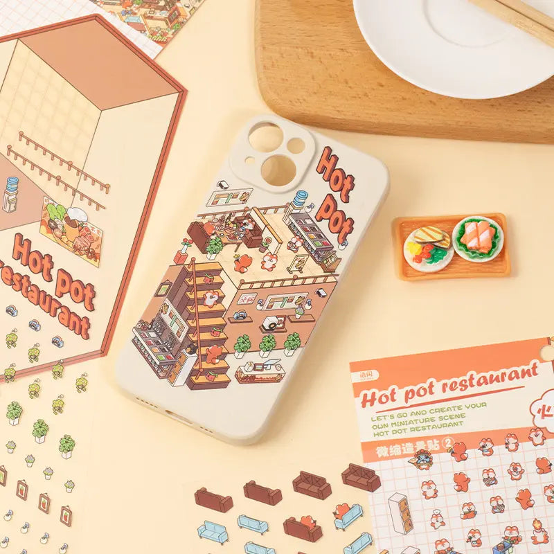 Hot Pot Restaurant sticker scene used as decoration on a phone case