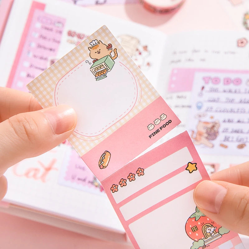 Kitten Mail Junk Journal Kit cat card details with a pink journaling card and cute character artwork